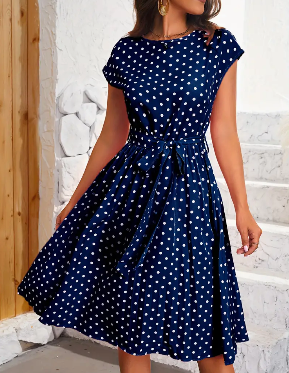 Variant image for Damekjole Retro Chic Polka Dot Lett Stoff-13