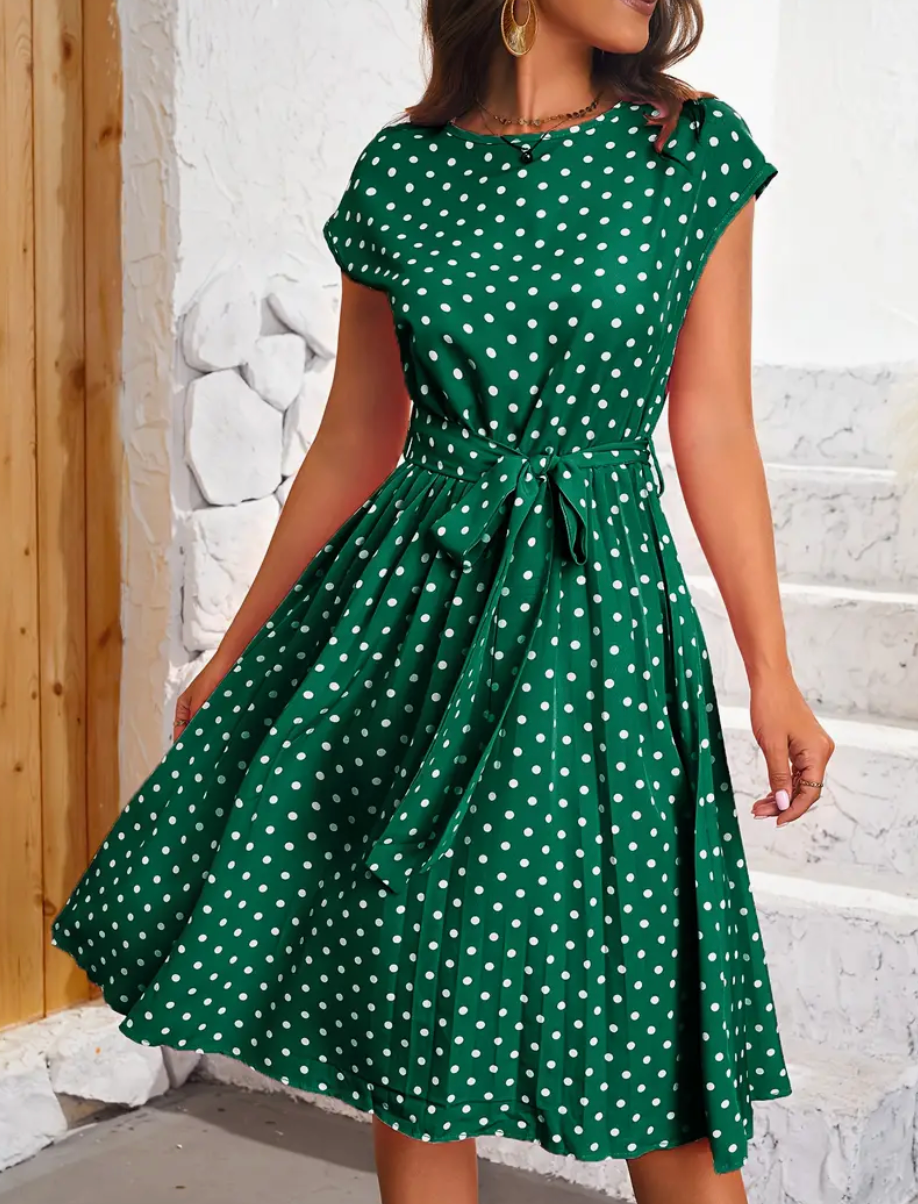 Variant image for Damekjole Retro Chic Polka Dot Lett Stoff-19