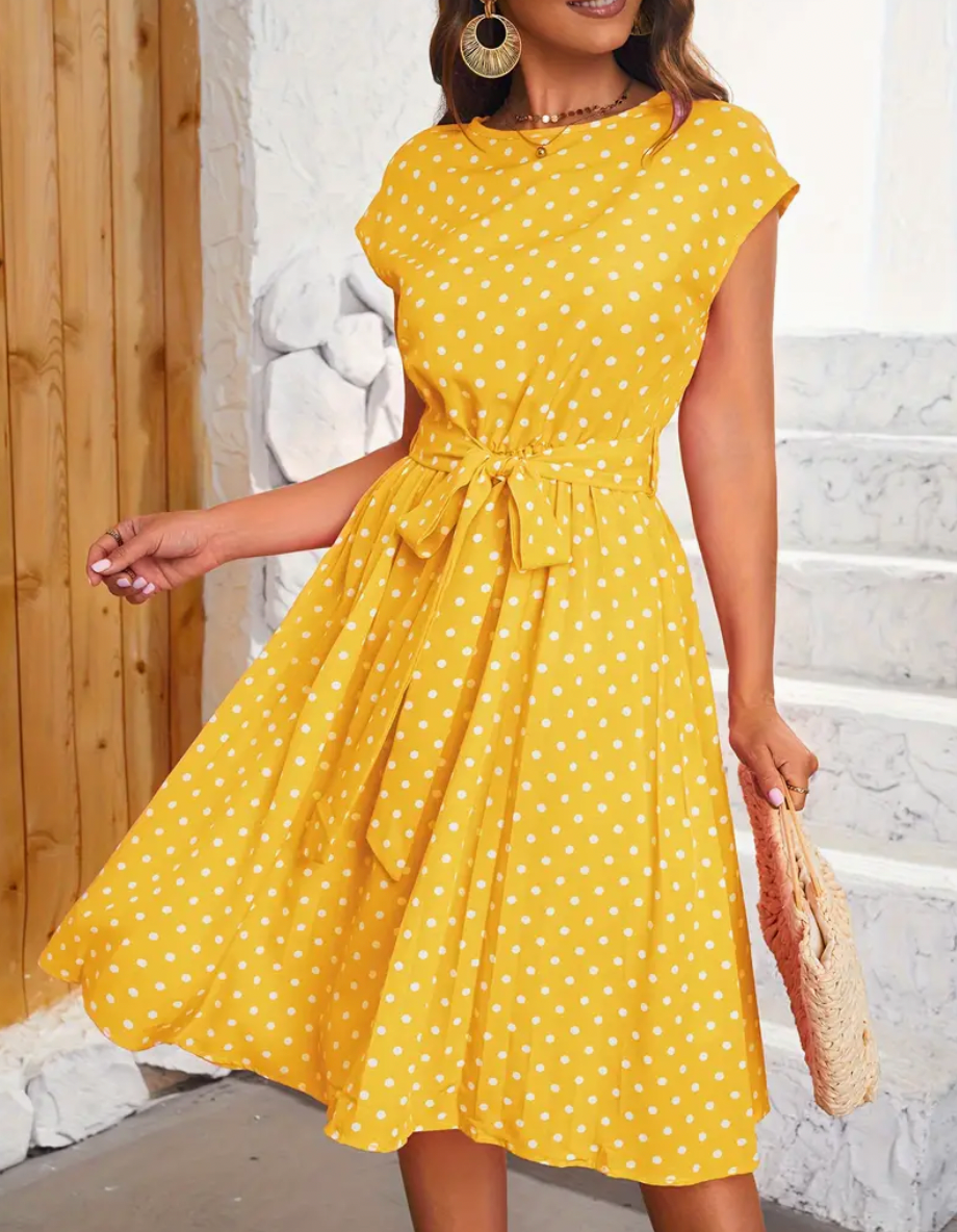 Variant image for Damekjole Retro Chic Polka Dot Lett Stoff-25