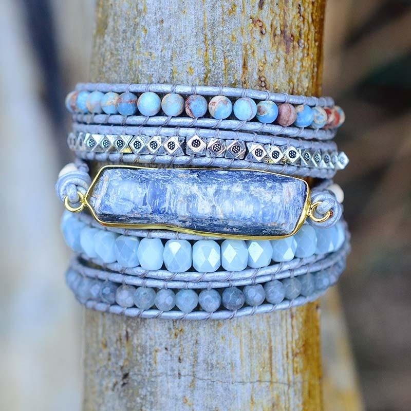 Boho Wrap Armbånd med Blå Topas 0