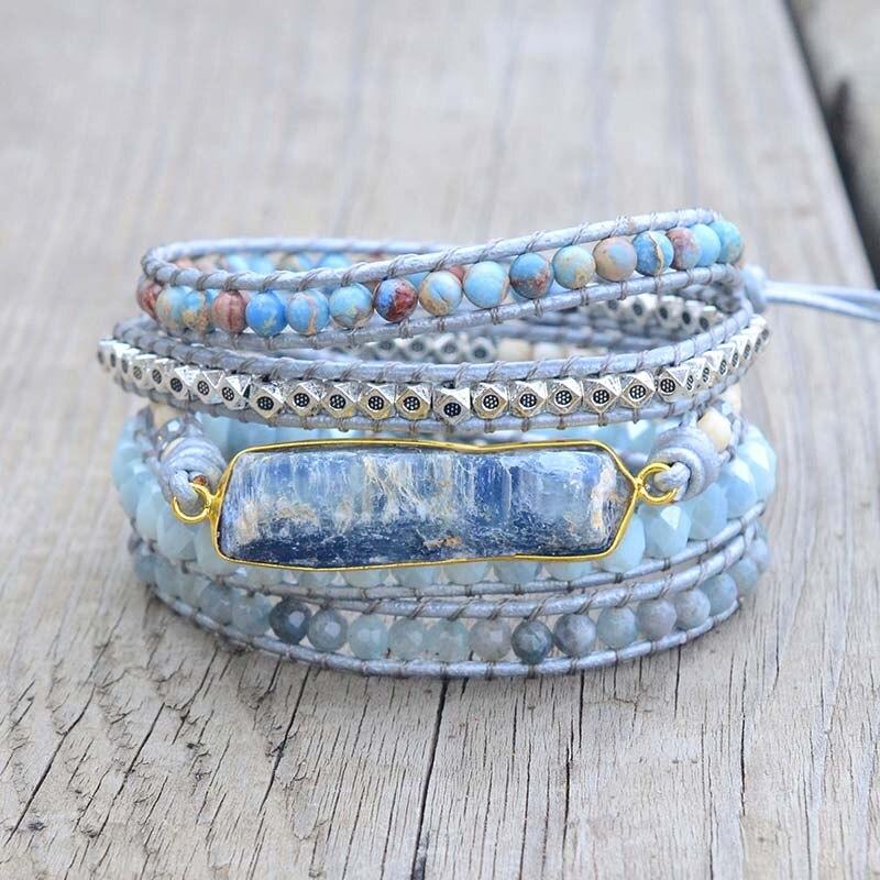 Boho Wrap Armbånd med Blå Topas 3