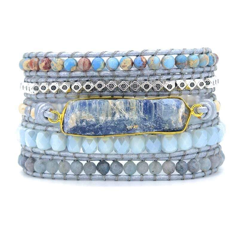 Boho Wrap Armbånd med Blå Topas 4