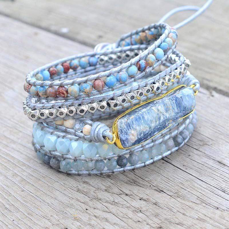 Boho Wrap Armbånd med Blå Topas 5