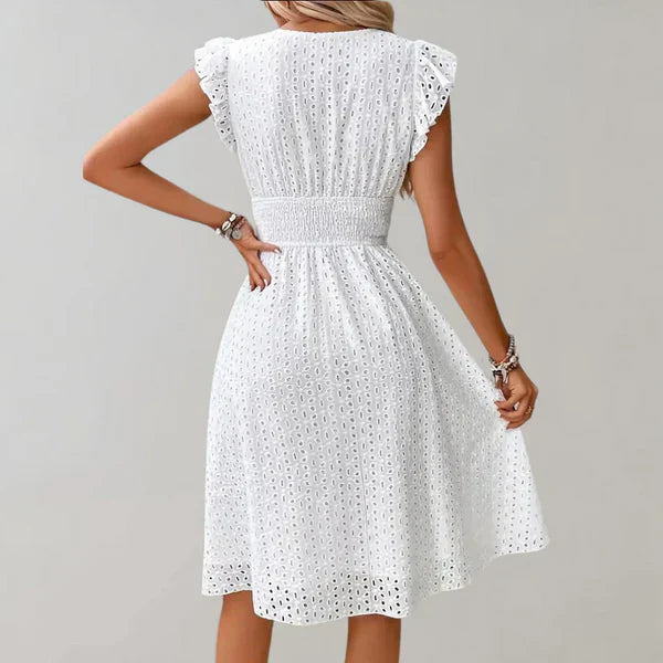 Kvinne Midi Kjole Elegant Lett Stoff Formell Stil