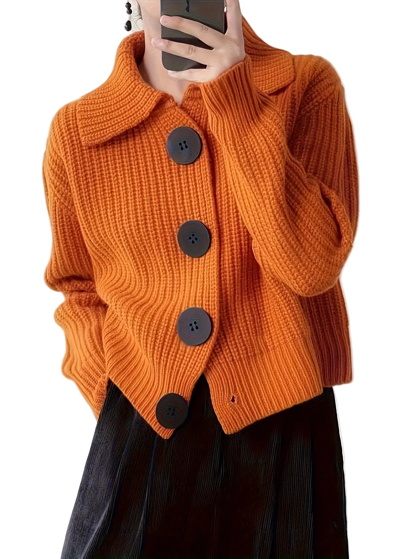 Cardigan Dame Overdimensjonert Strikket Stil 0