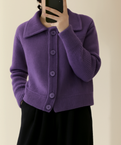 Cardigan Dame Overdimensjonert Strikket Stil 3