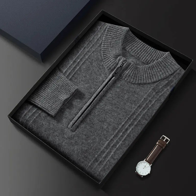 Cardigan Jakke Herre Halv Glidelås Casual Stil 5