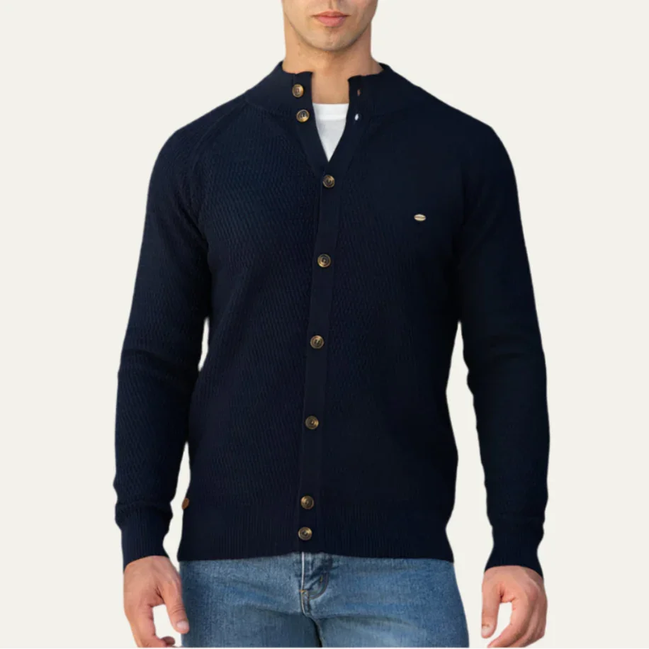 Cardigan Jakke Herre Klassisk Stil med Knapp Front 8