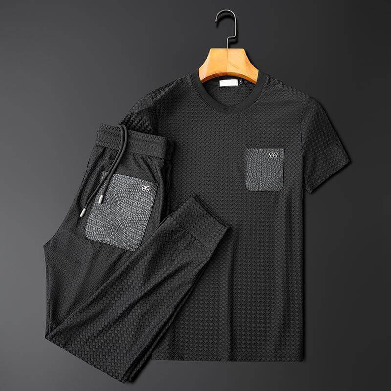 Herre Fritidssett T-skjorte Bukser Polyester Komfortabel 5