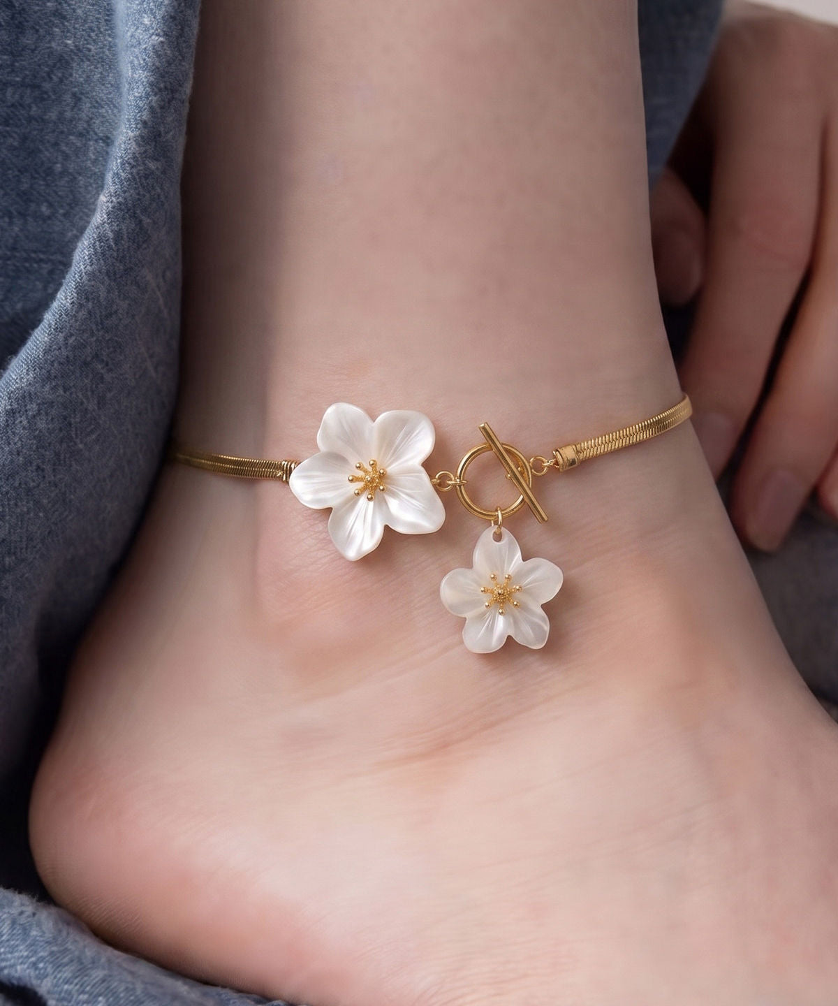 Dame Ankelkjede med Blomstermotiv Original Design 0
