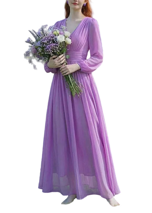 Dame Ankelkjole V-hals Rynket Patchwork 0