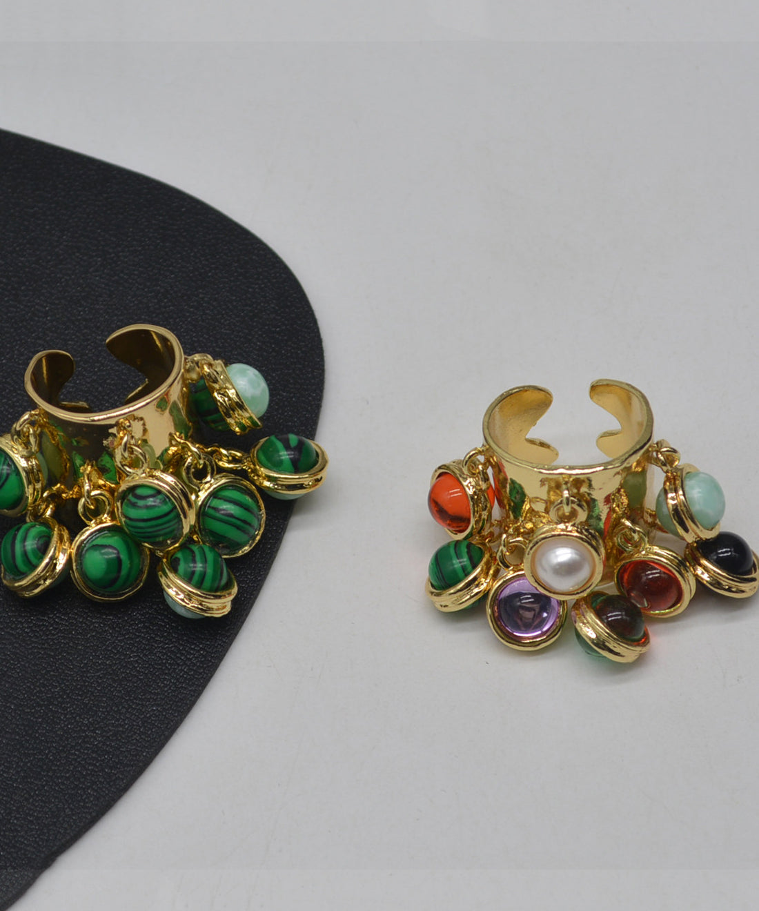 Dame Åpen Ring Vintage Stil med Grønn Glasur 0