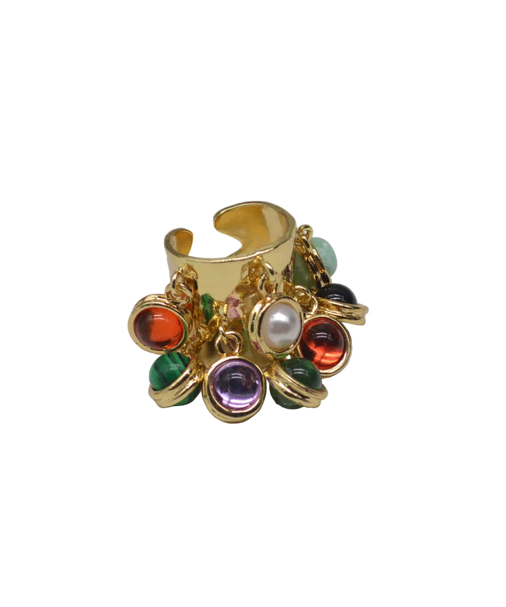 Dame Åpen Ring Vintage Stil med Grønn Glasur 4