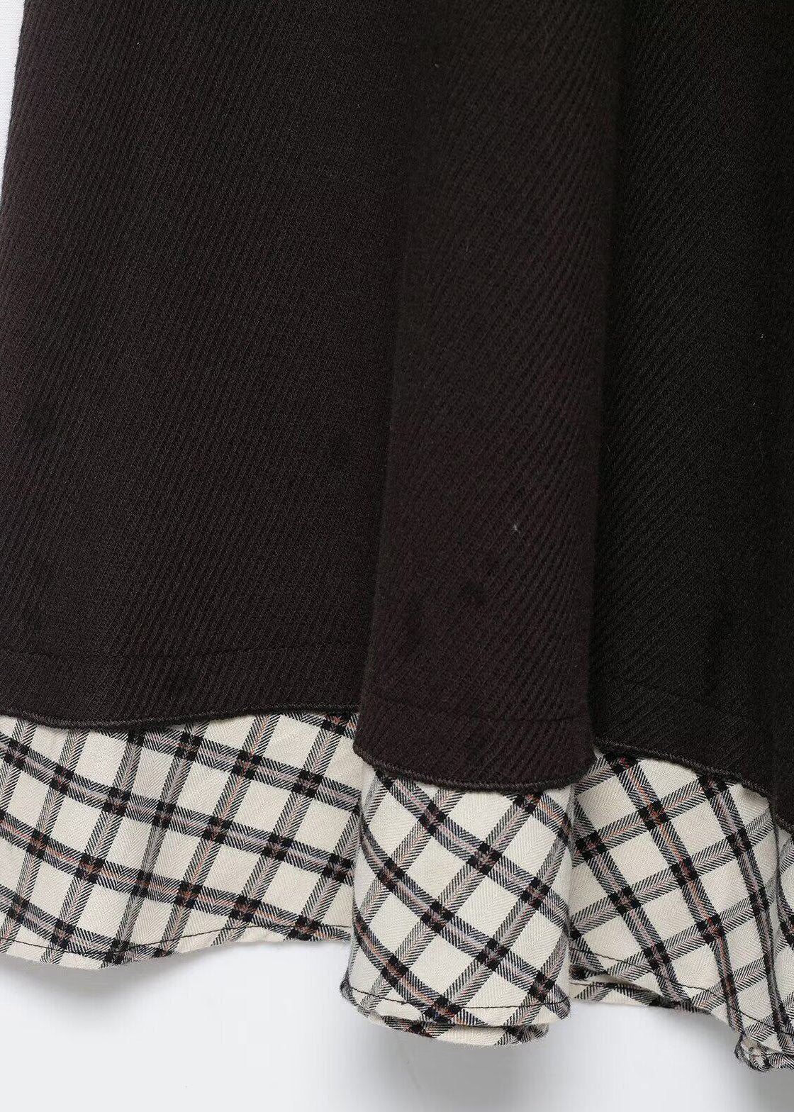 Dame Arbeidskjole Patchwork Rutet Med Krage 4