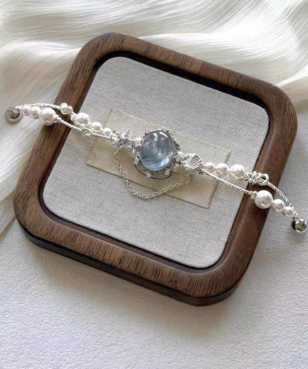 Dame Armbånd med Gemstone og Perle Charm 1