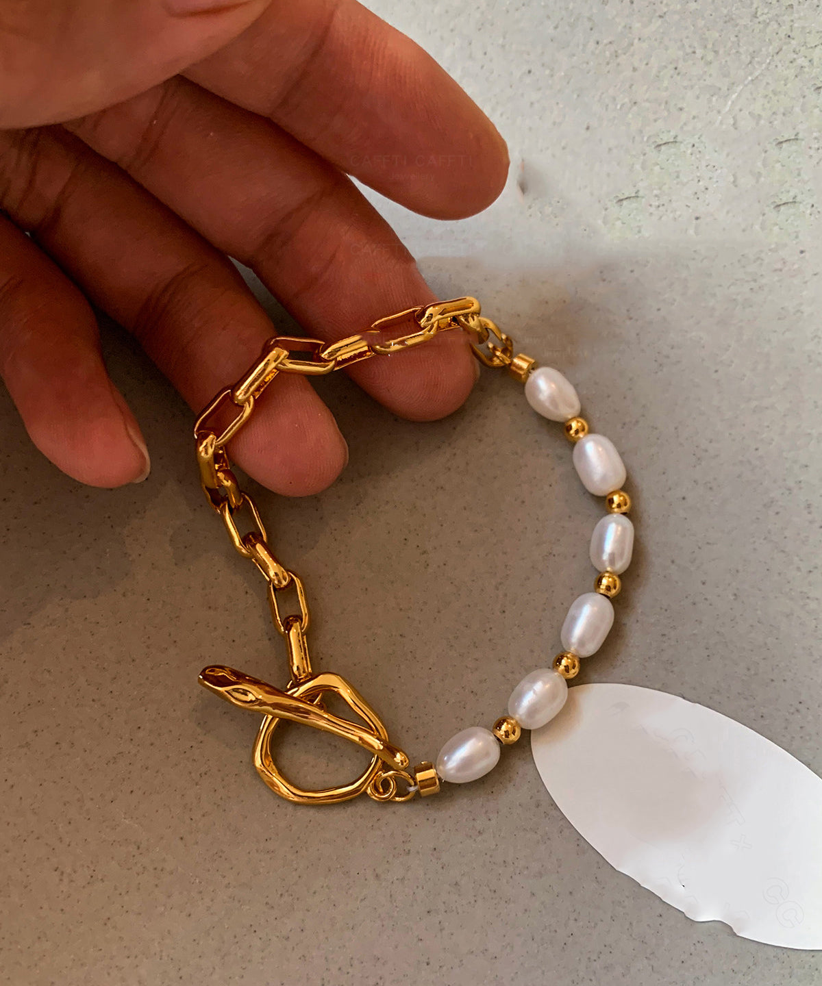 Dame Armbånd med Perle og Hulldesign 3