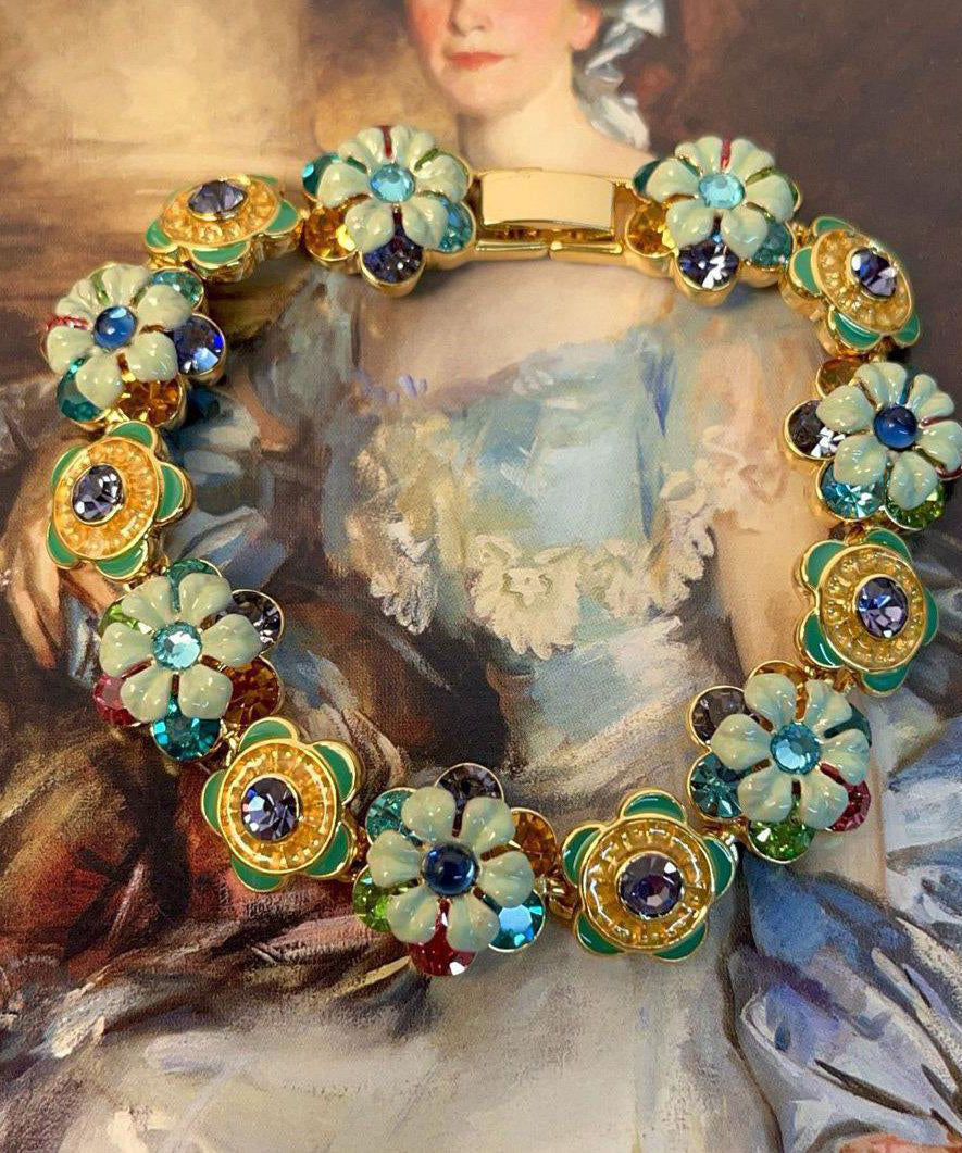 Dame Armbånd med Regnbuefarget Blomstermotiv 1