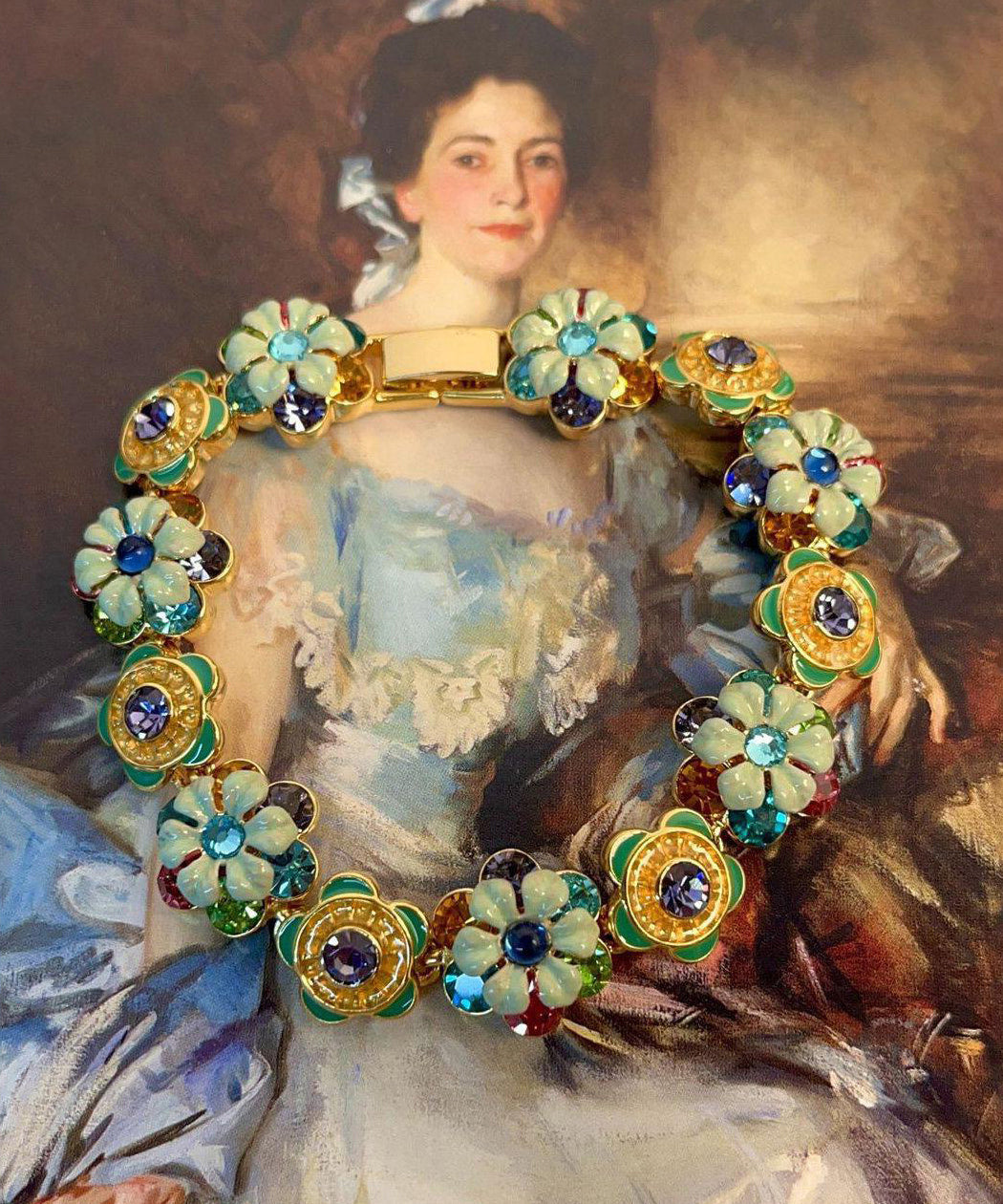 Dame Armbånd med Regnbuefarget Blomstermotiv 2