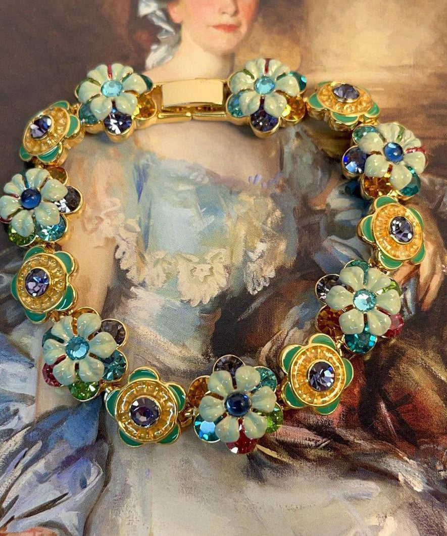Dame Armbånd med Regnbuefarget Blomstermotiv 3