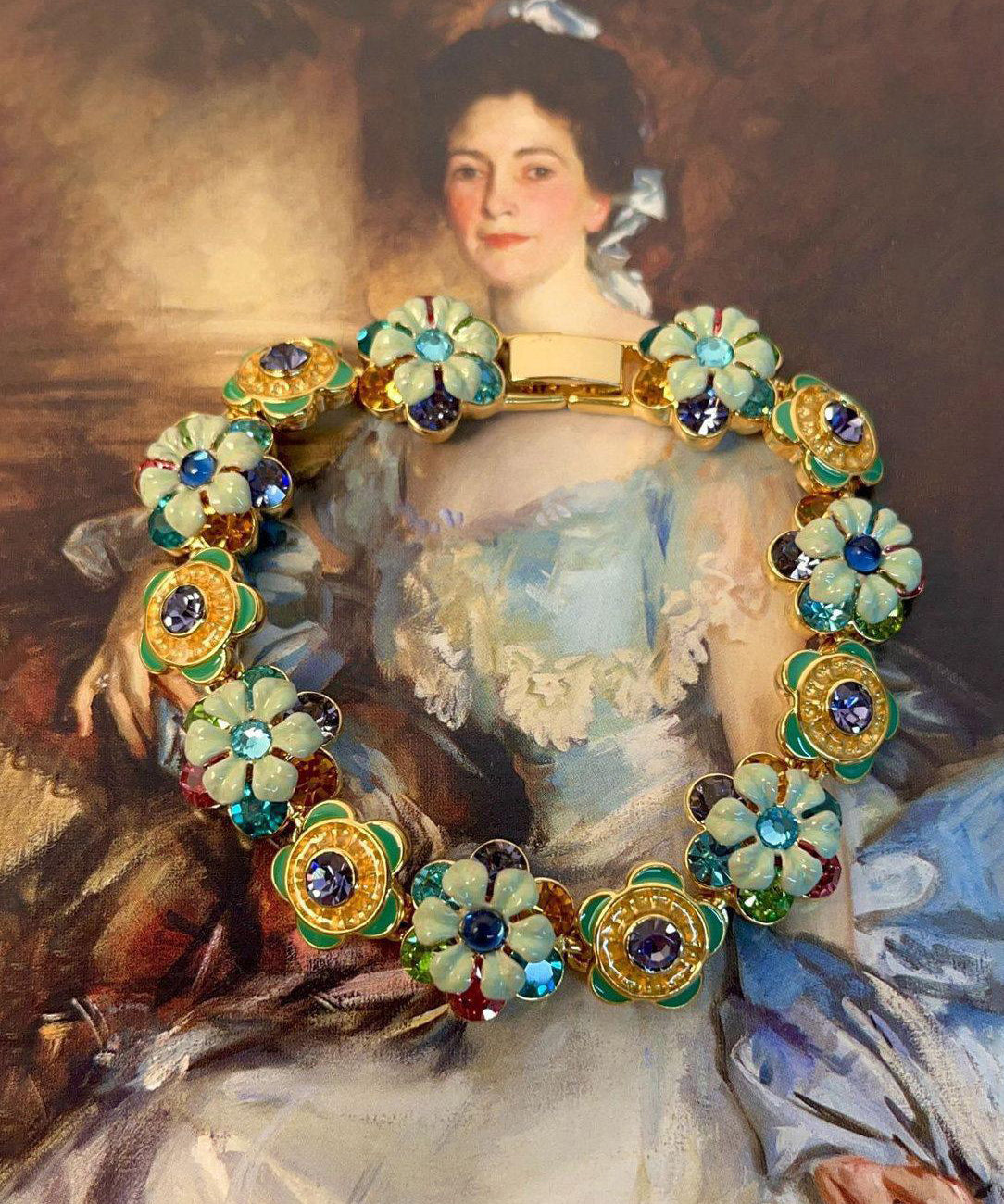Dame Armbånd med Regnbuefarget Blomstermotiv 4