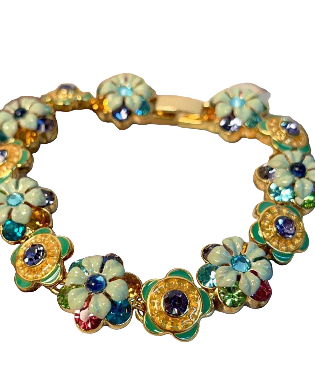 Dame Armbånd med Retro Blomsterkjede og Fargerik Emalje 0