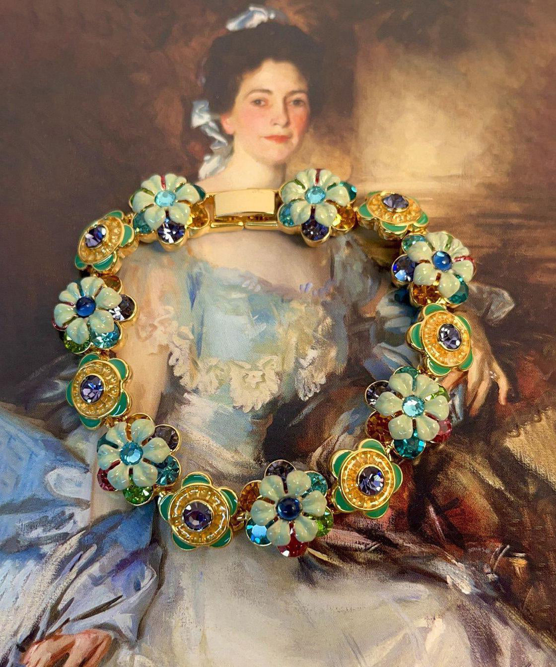 Dame Armbånd med Retro Blomsterkjede og Fargerik Emalje 2