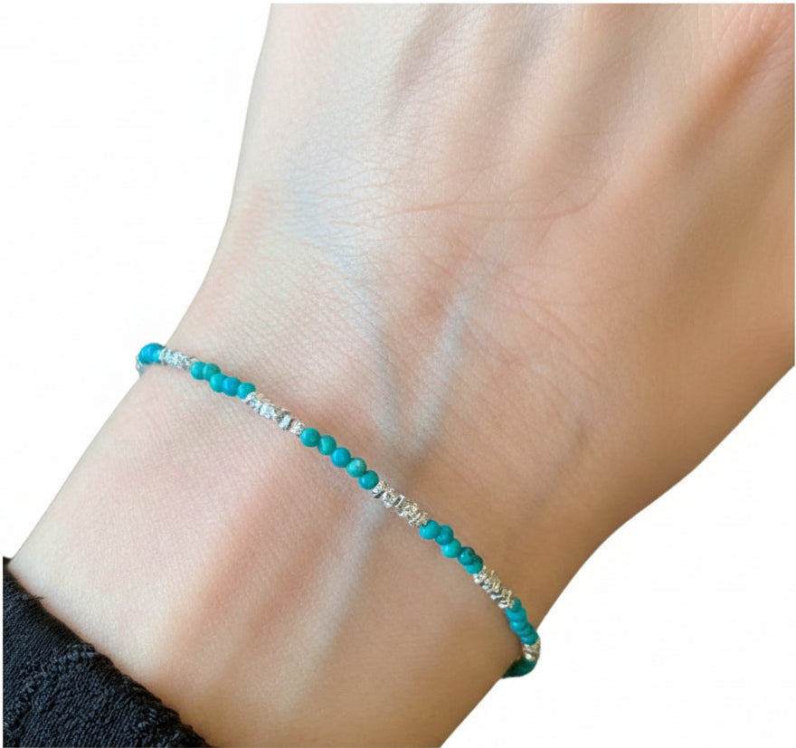 Dame Armbånd med Turkis og Sølv Charm 0