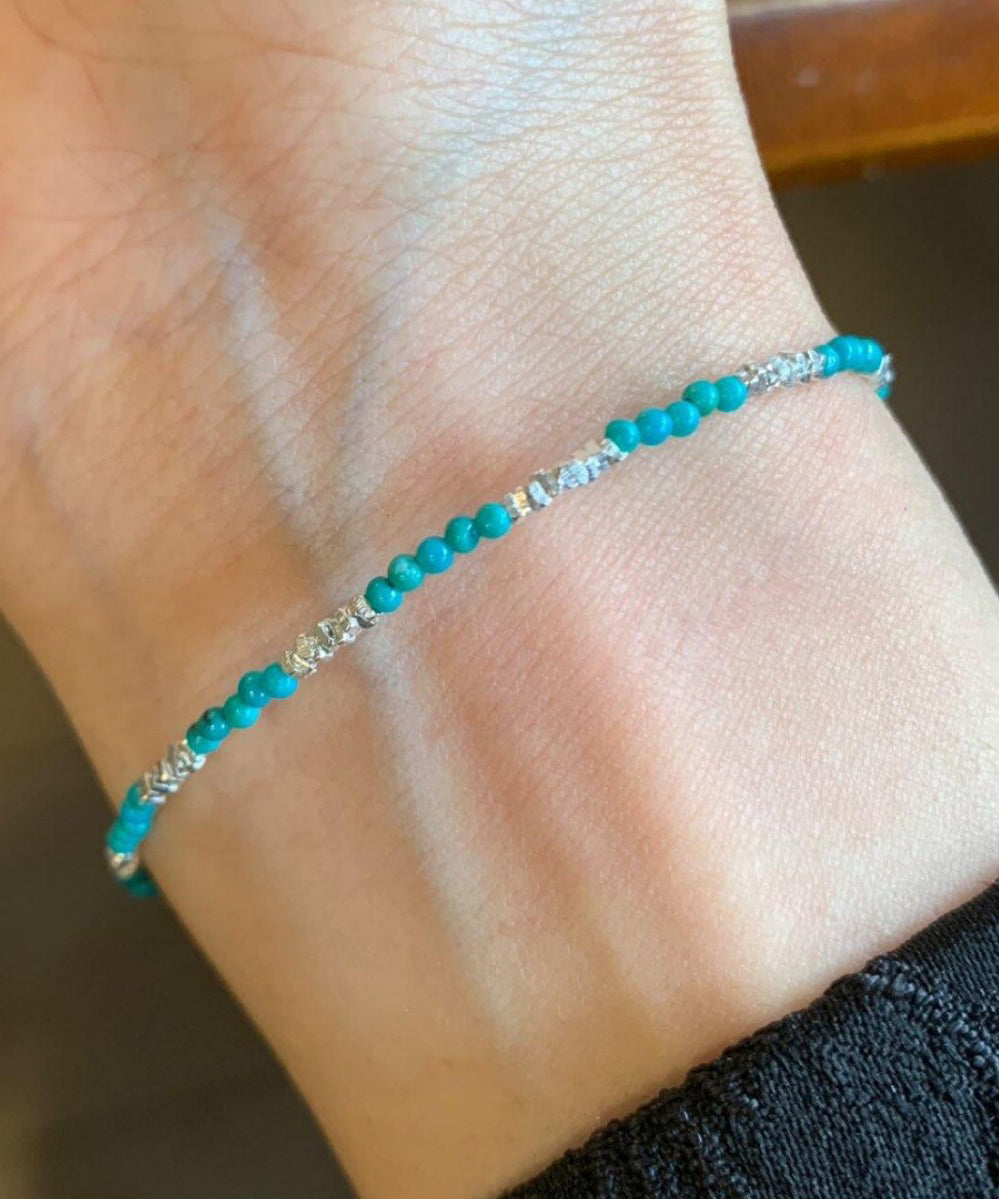 Dame Armbånd med Turkis og Sølv Charm 2