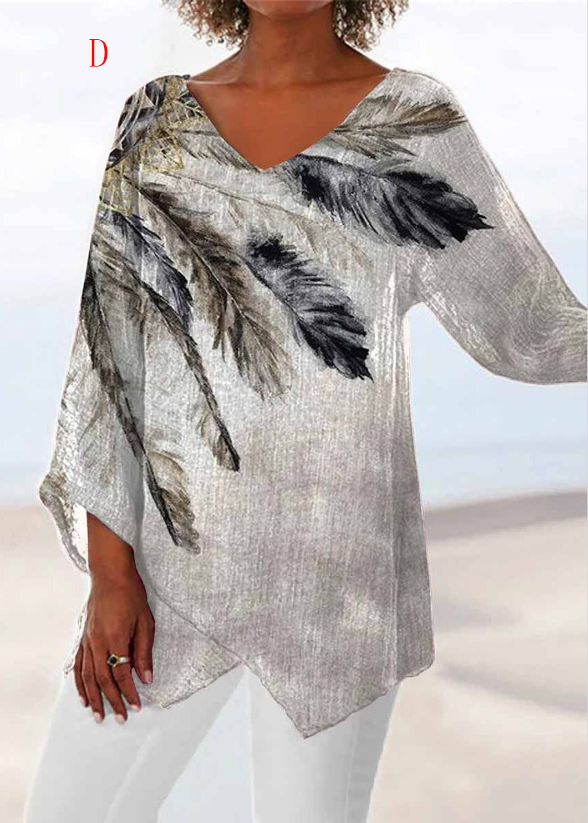 Dame Asymmetrisk Design V-hals Topp 3