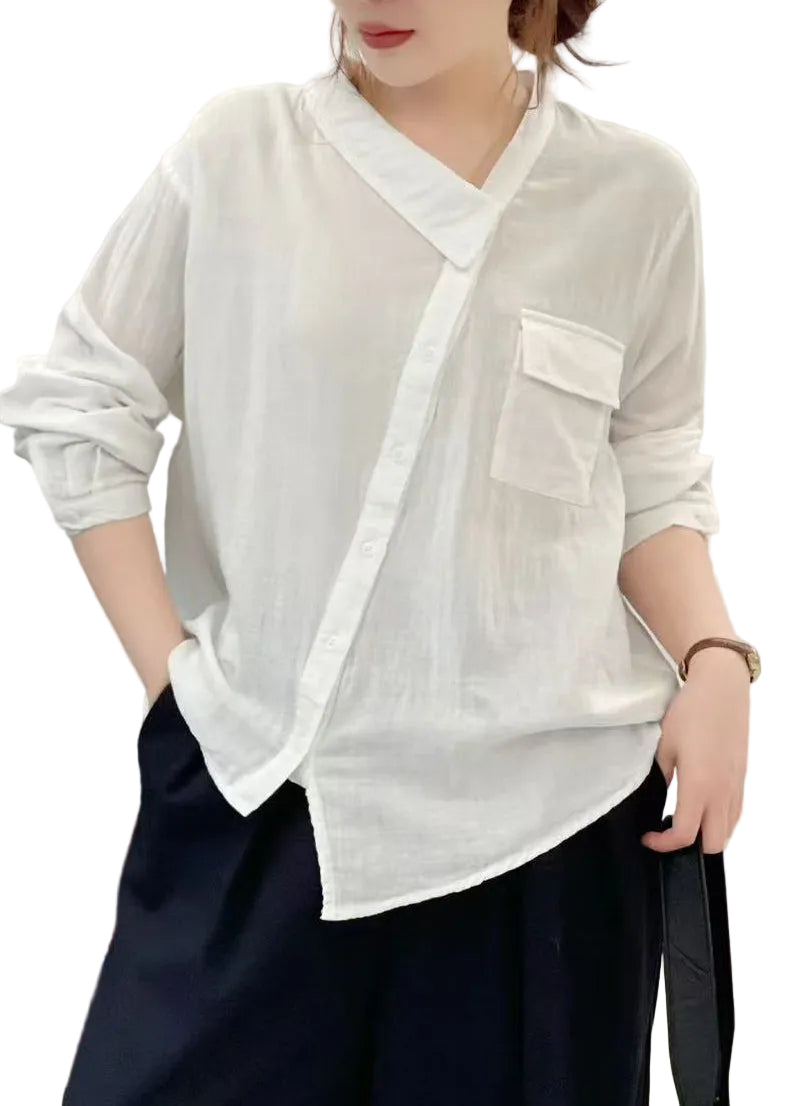 Dame Asymmetrisk Patchwork Topp Med Moderne Design 0