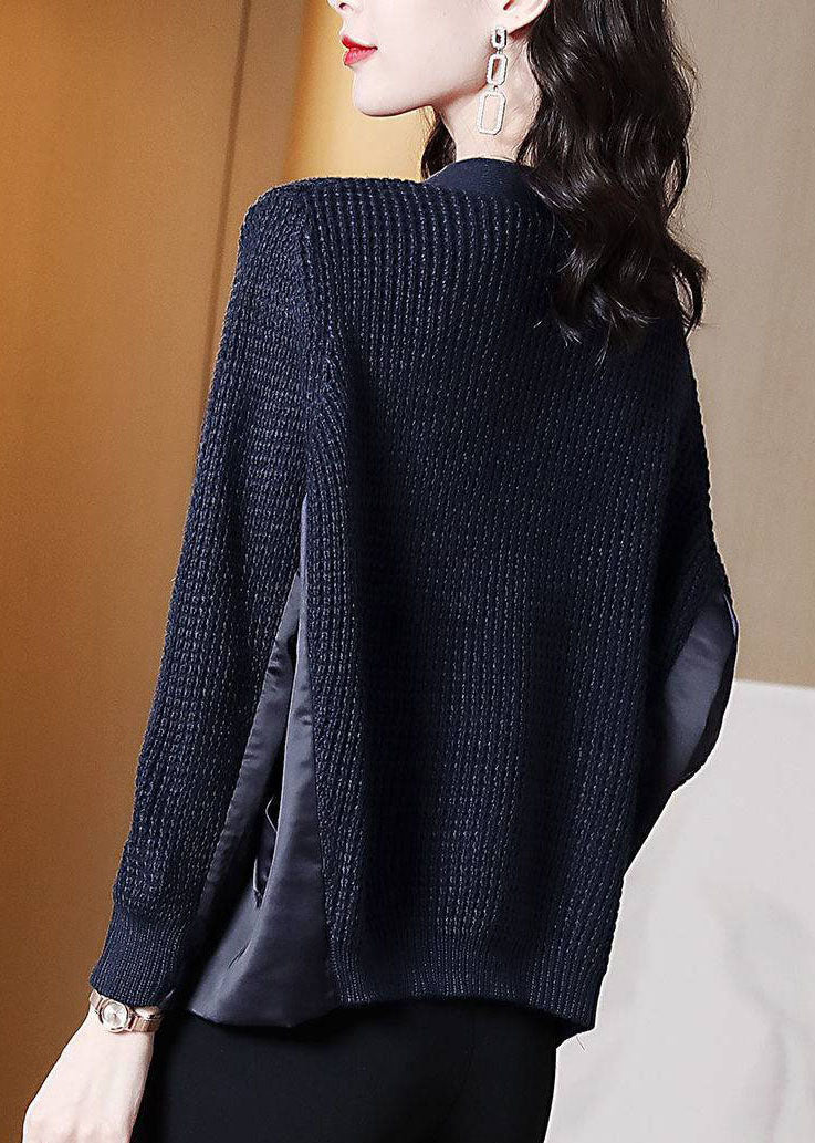 Dame Asymmetrisk Pullover med Patchwork 4