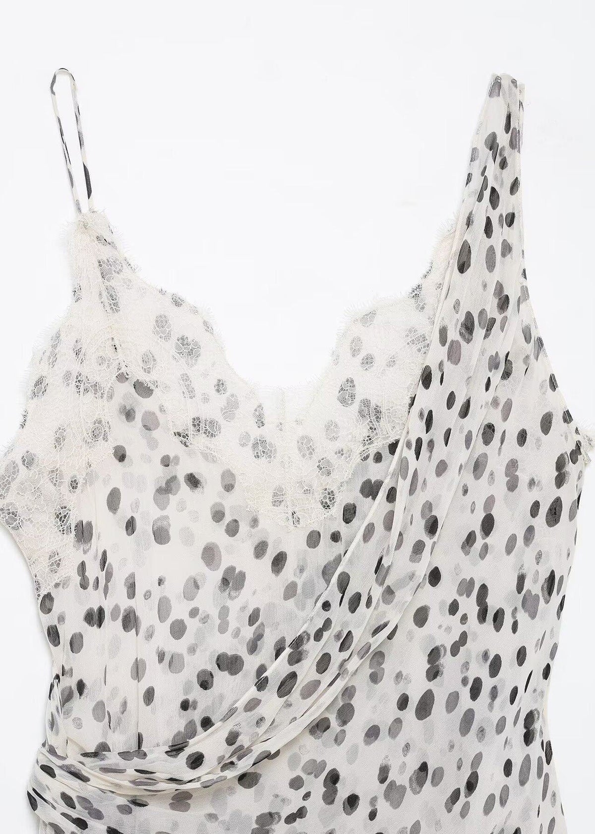 Dame Asymmetrisk Spaghetti Stropp Topp Prikket Design 4