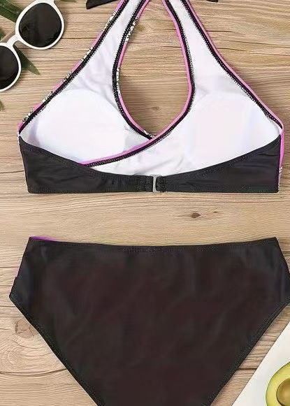 Dame Badetøysett i Lilla Patchwork Stil 3