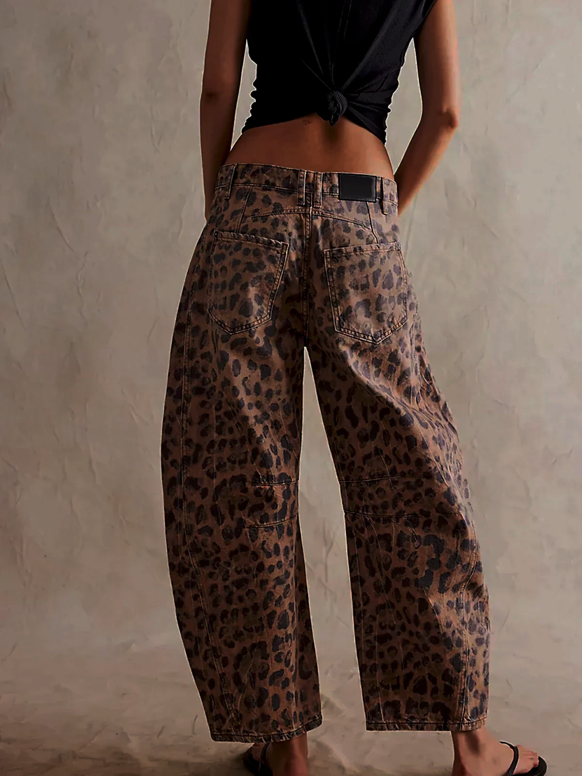 Dame Barrel Jeans Leopardmønster 2