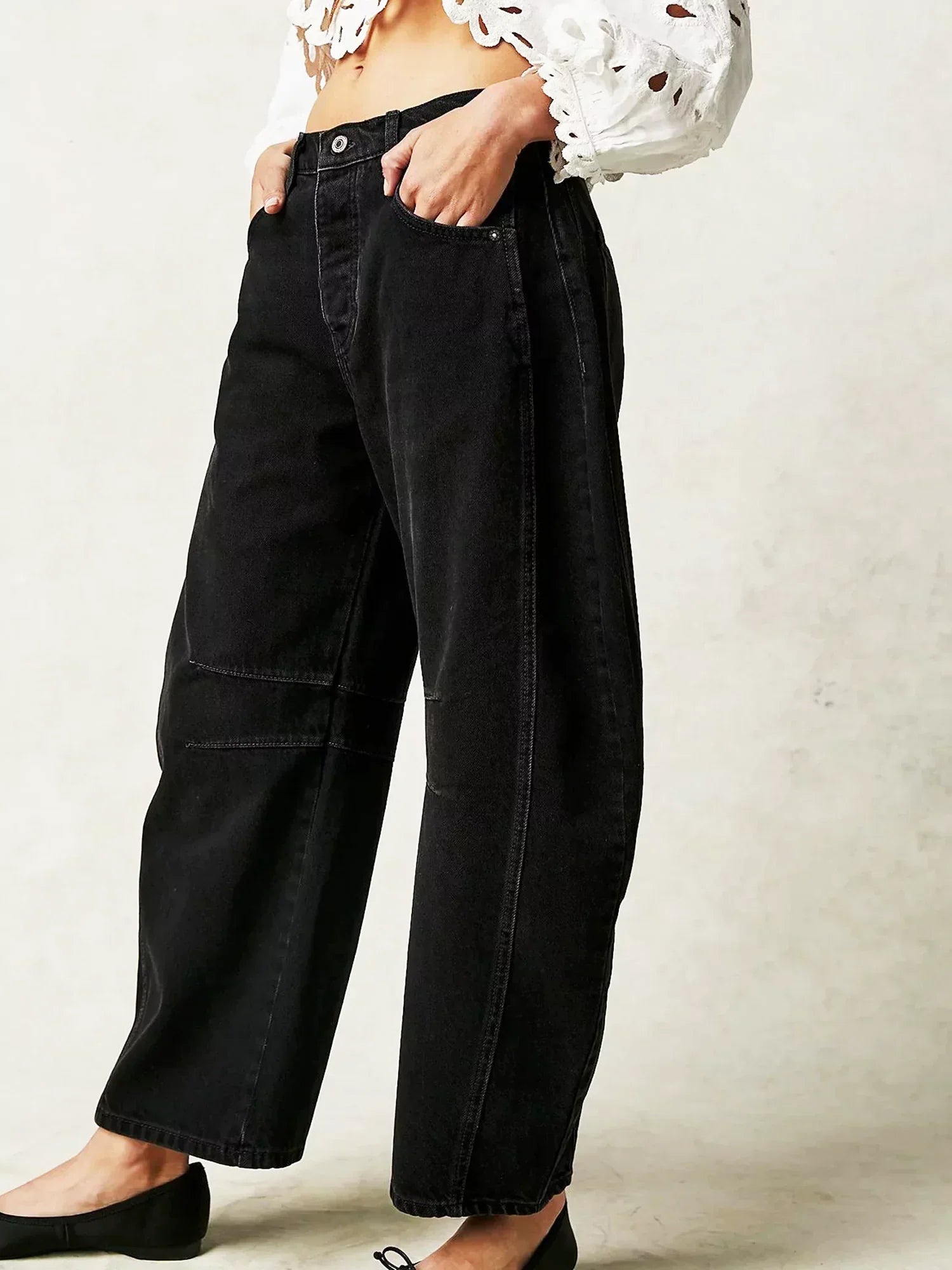 Dame Barrel Jeans Leopardmønster 4