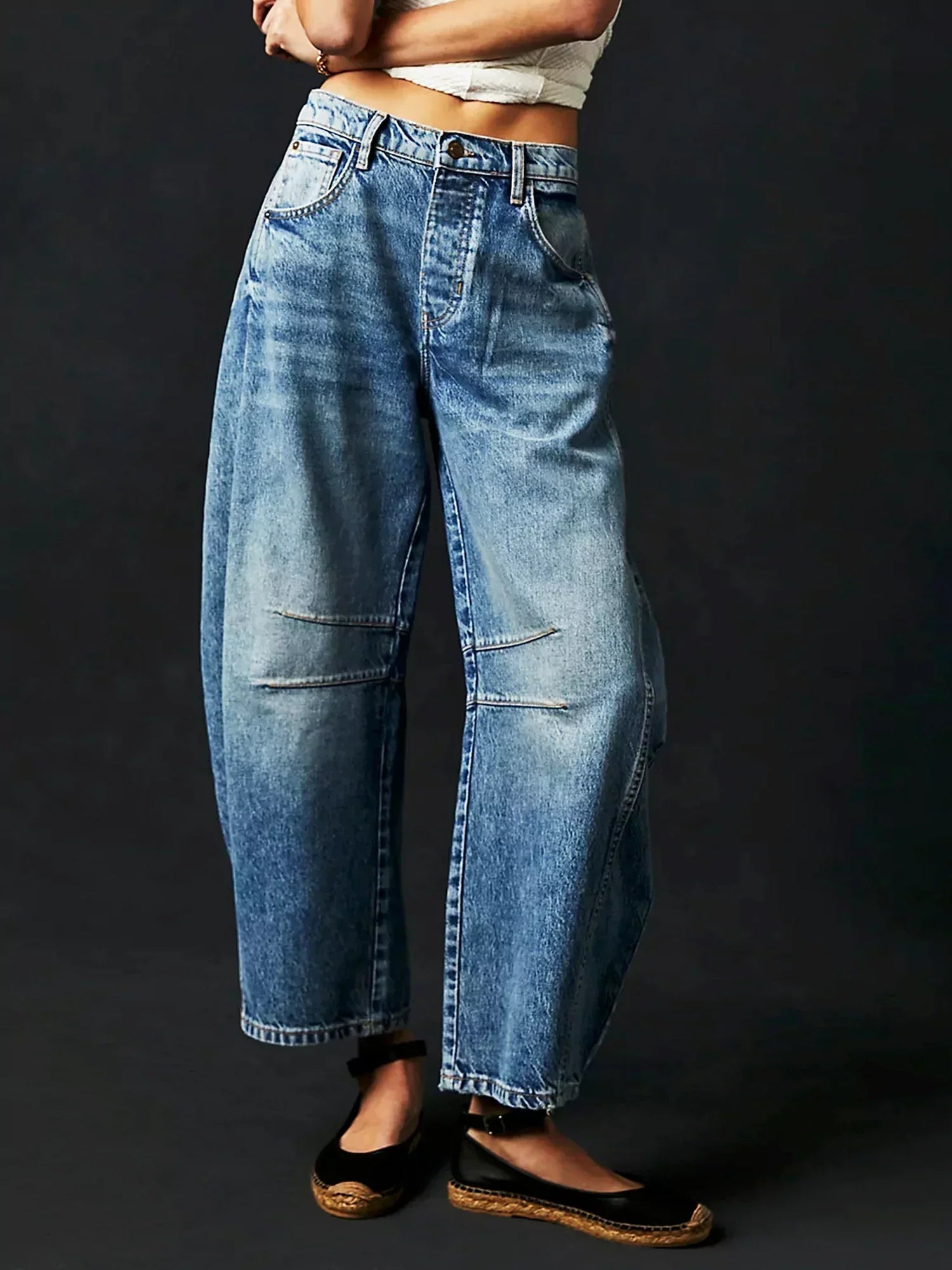 Dame Barrel Jeans Leopardmønster 5