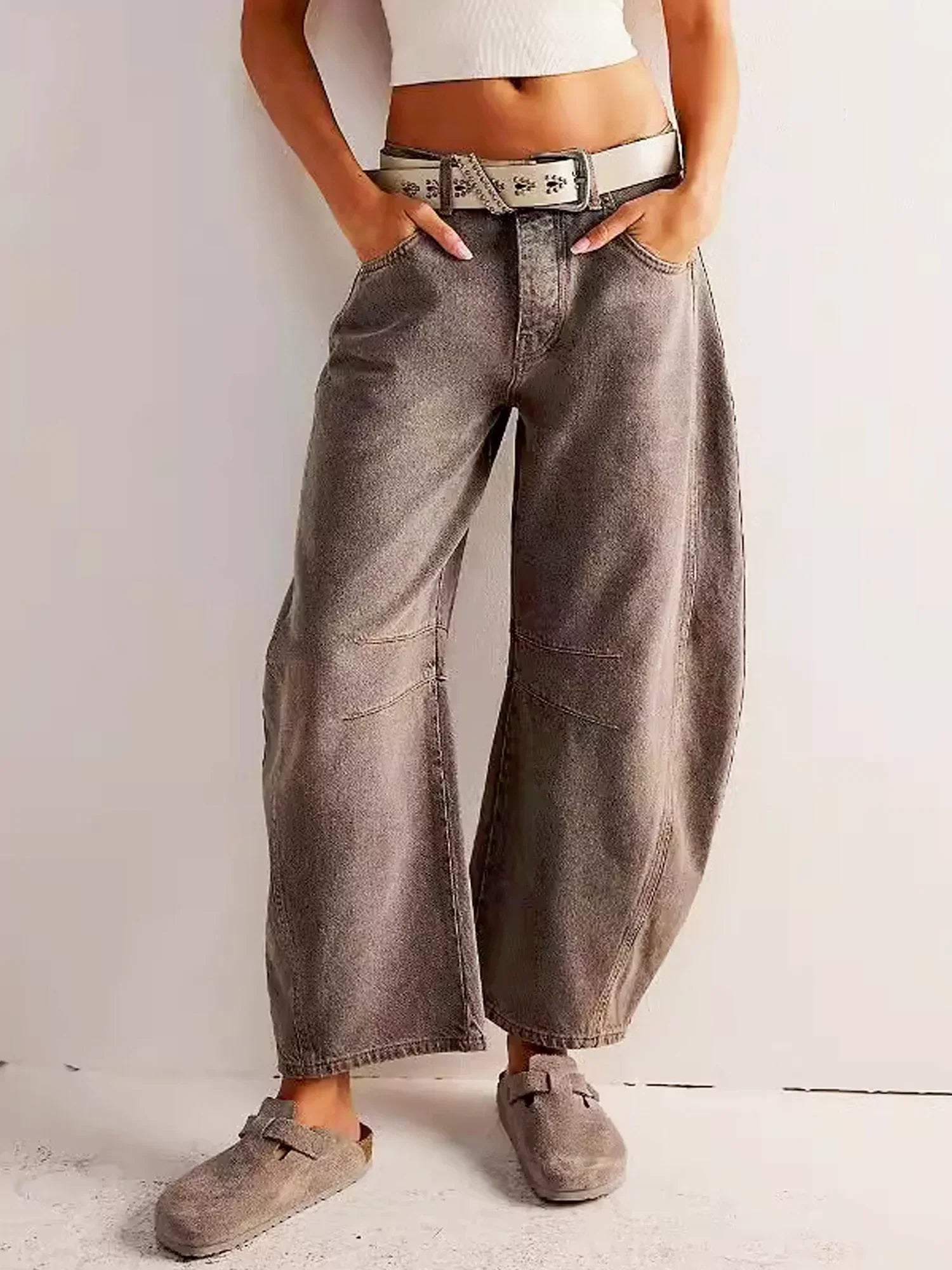 Dame Barrel Jeans Leopardmønster 6
