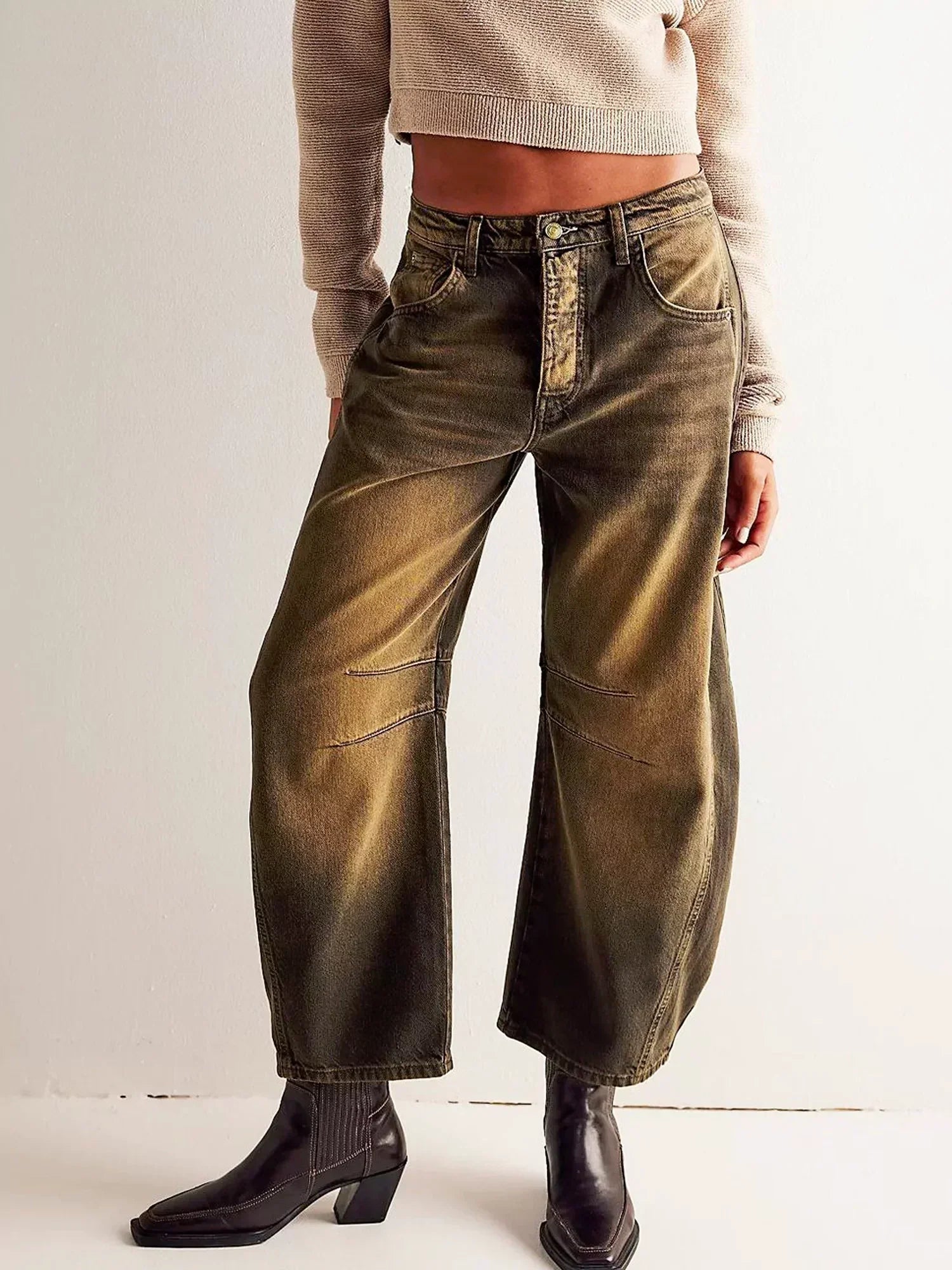 Dame Barrel Jeans Leopardmønster 7