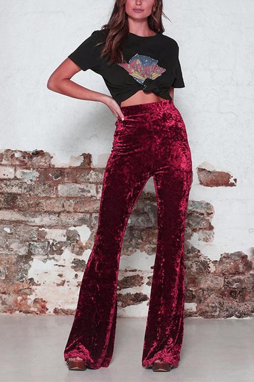 Dame Bell Bottoms med Elastisk Midje 1