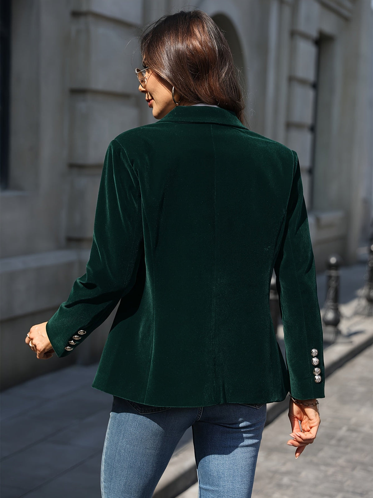 Dame Blazer Fløyel med Gullknapper Tidløs Design 6
