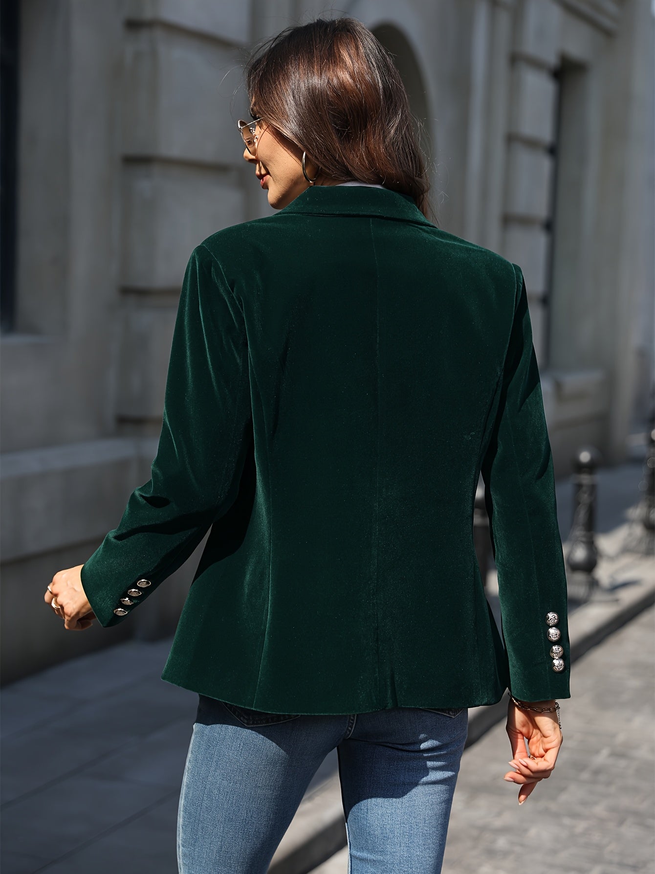 Dame Blazer Fløyel med Gullknapper Tidløs Design 6