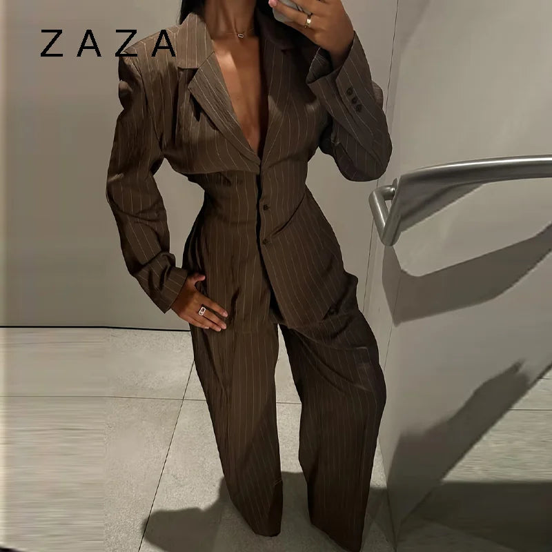 Dame Blazer Jakke med Bukser Slim Fit 0