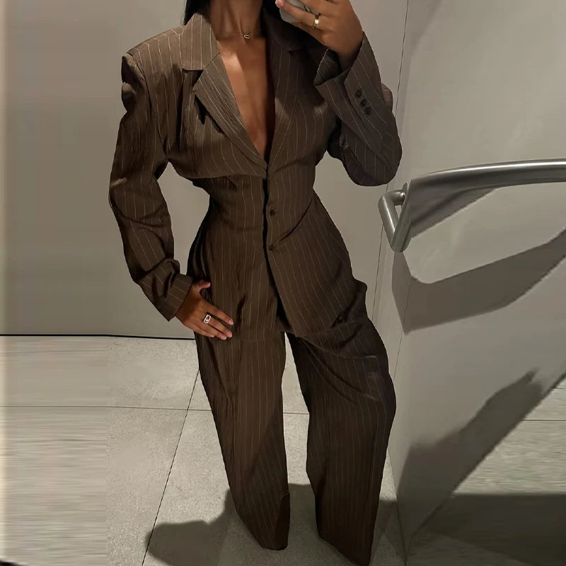 Dame Blazer Jakke med Bukser Slim Fit 11