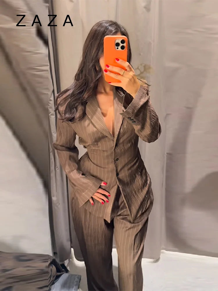 Dame Blazer Jakke med Bukser Slim Fit 2
