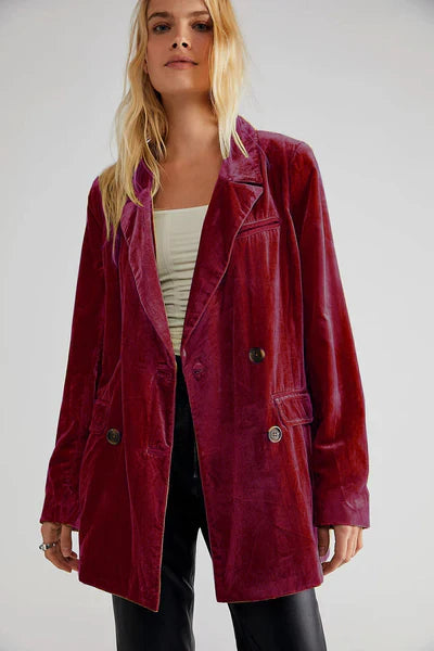 Dame Blazer Langermet Fløyel 5