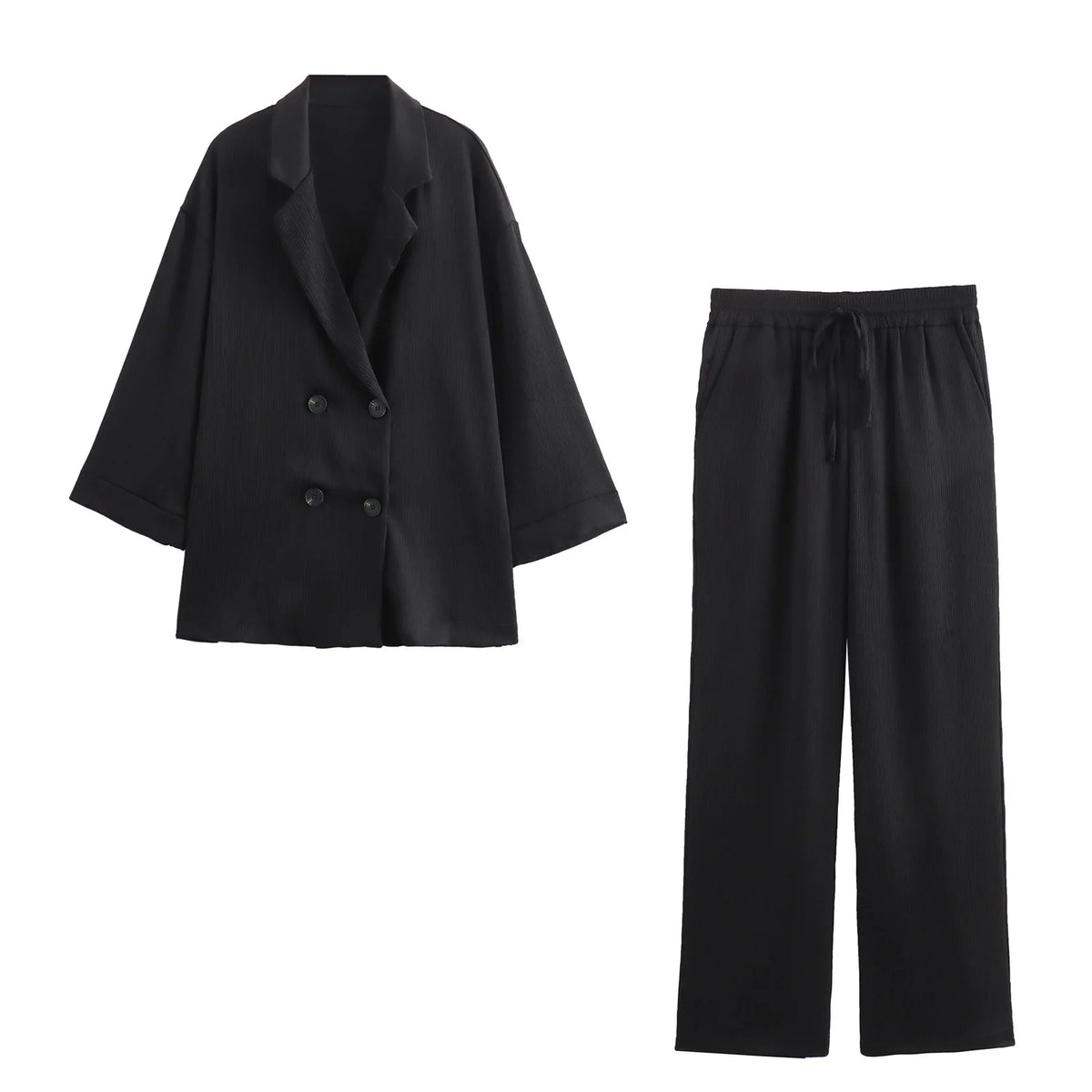 Dame Blazer Sett med Brede Bukser 6