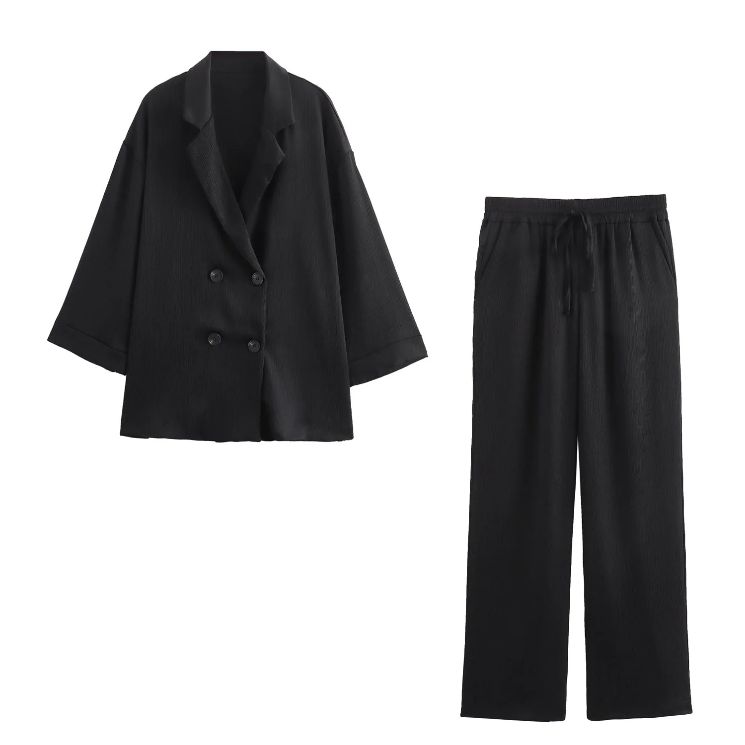 Dame Blazer Sett med Brede Bukser 6