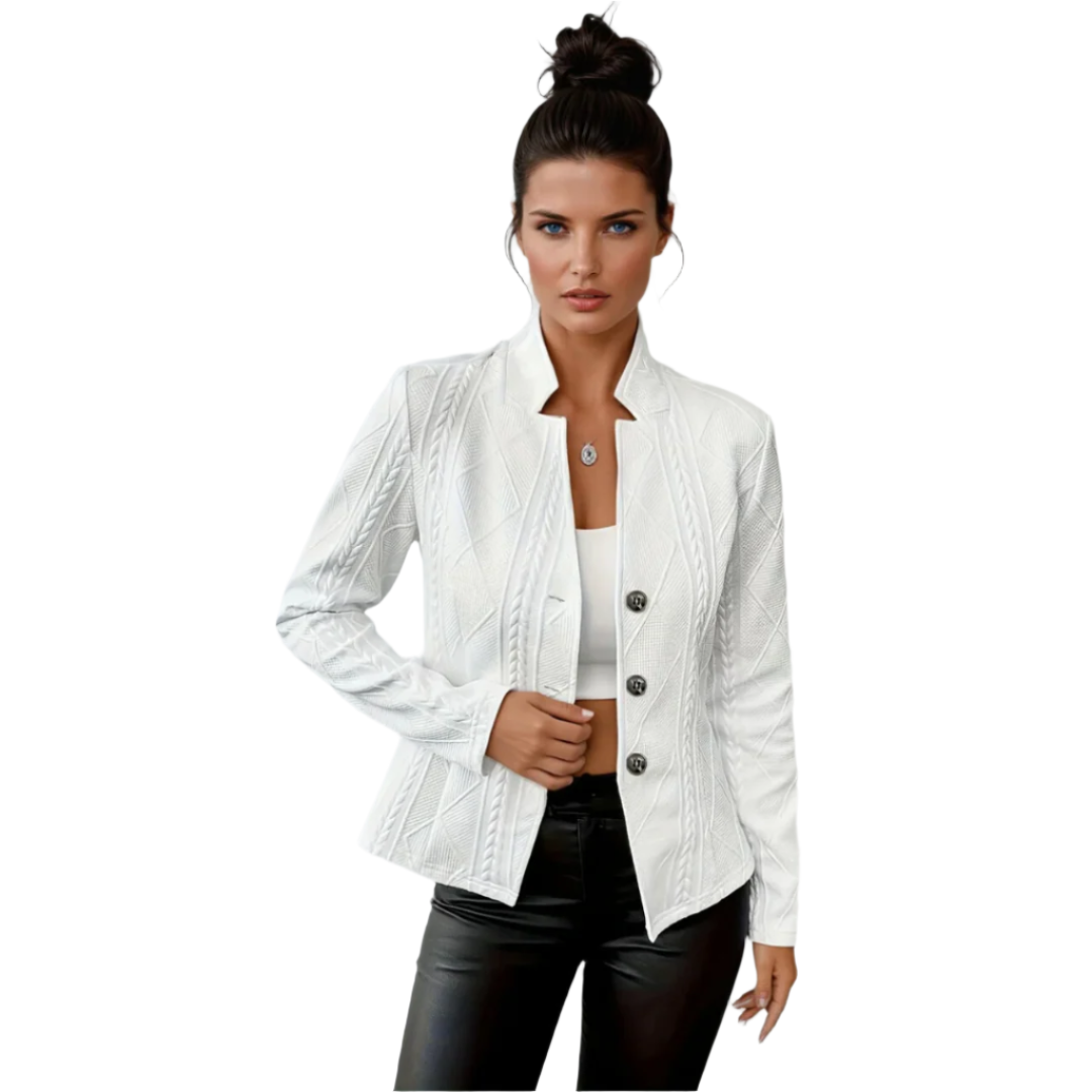 Dame Blazer Teksturert Design Rayon Polyester Spandex 0