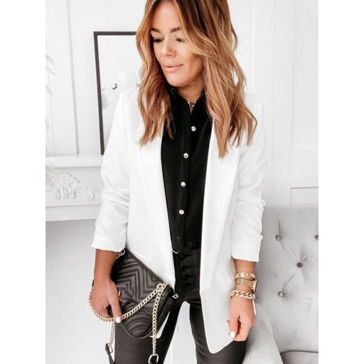 Dame Blazer Uformell Moderne Stil 1
