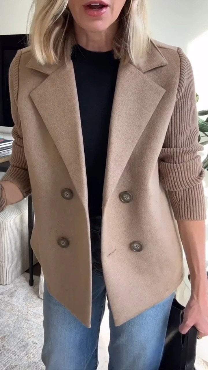Dame Blazer med Strikkede Ermer 4